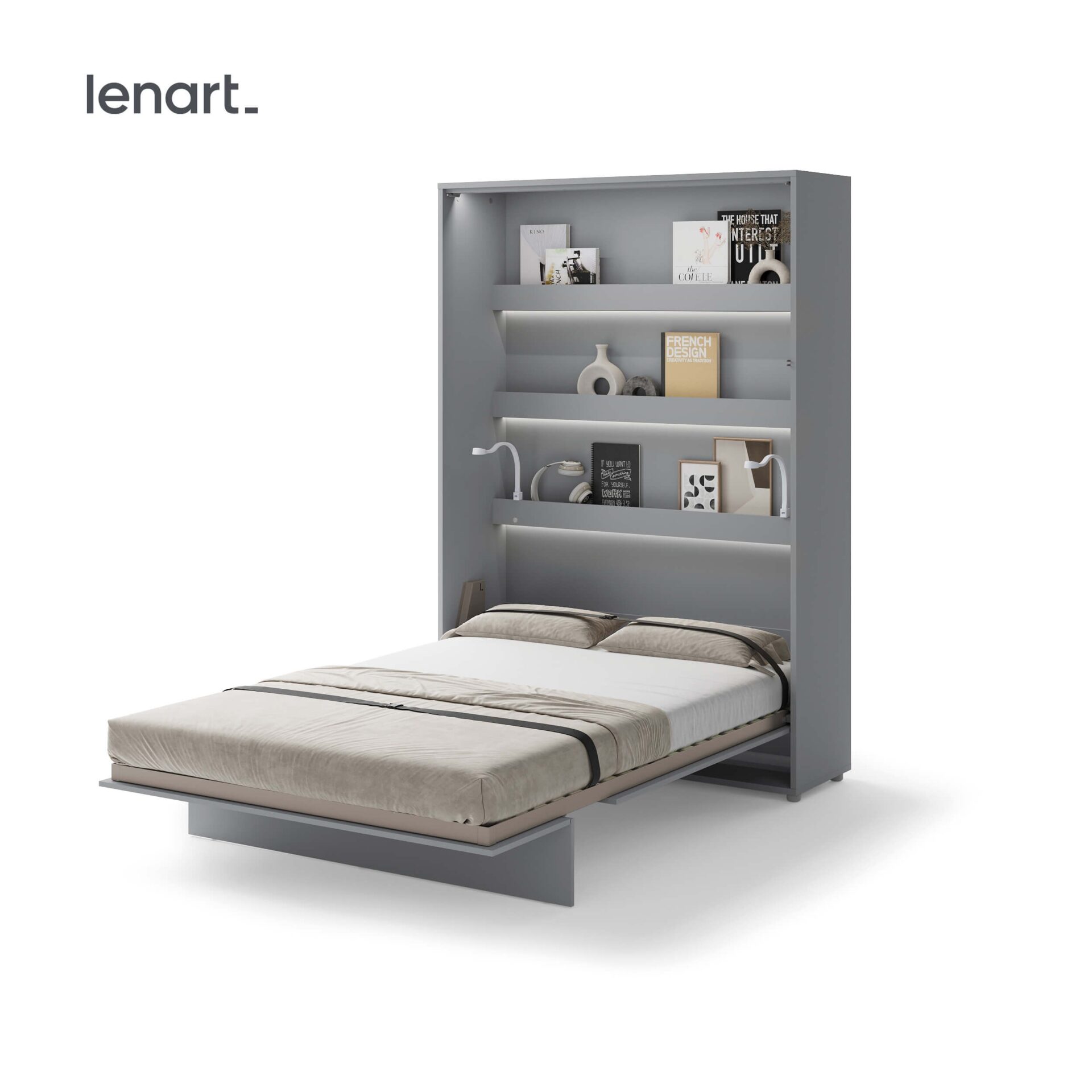 Lenart BED CONCEPT BC-01 vertikali sieninė lova 140 pilka