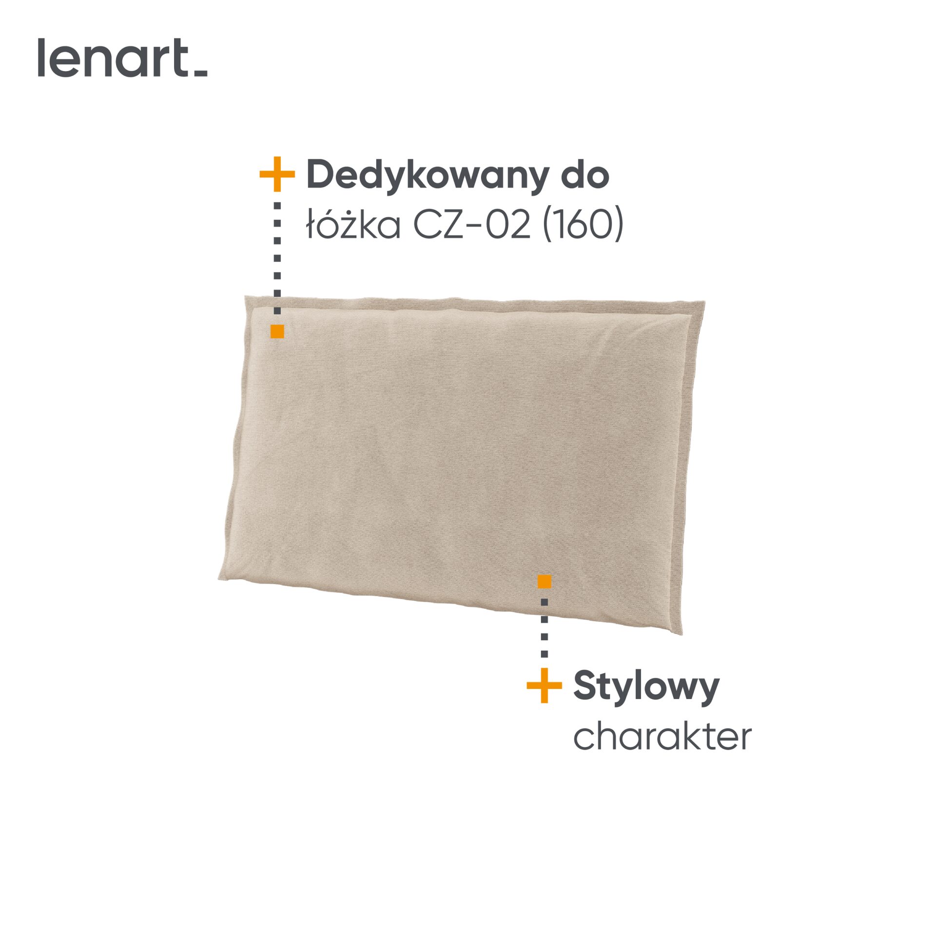 Minkštas lovos galvūgalis COZY CZ-06 lovai 160x200 | 78x42 | Smėlio spalvos - Paveikslėlis 3