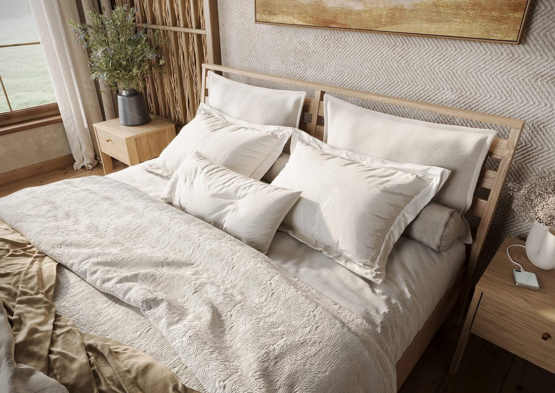 Minkštas lovos galvūgalis COZY CZ-06 lovai 160x200 | 78x42 | Smėlio spalvos - Paveikslėlis 2