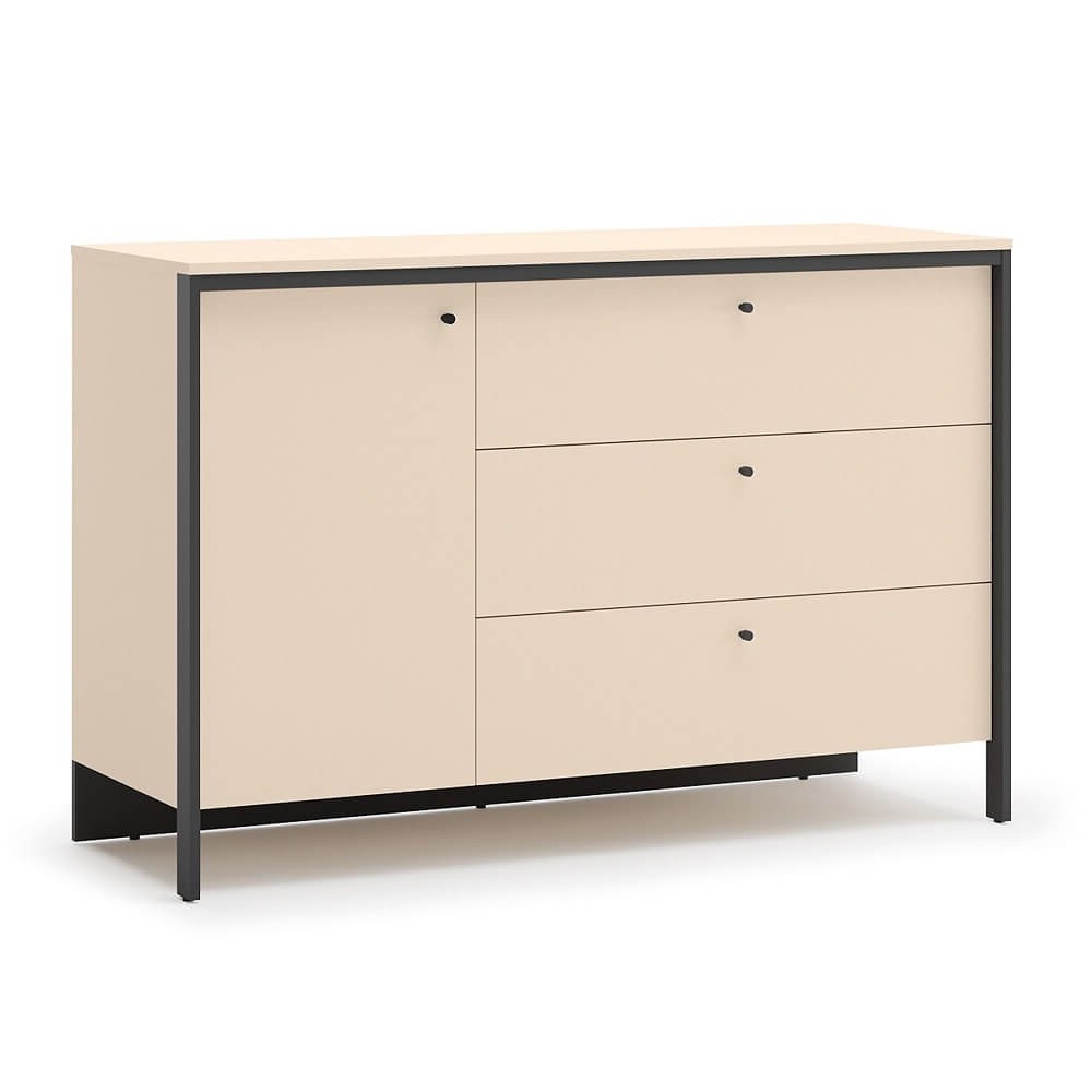 ENNA EN-04 1D3S Komoda | LED apšvietimas | Smėlio, Juoda