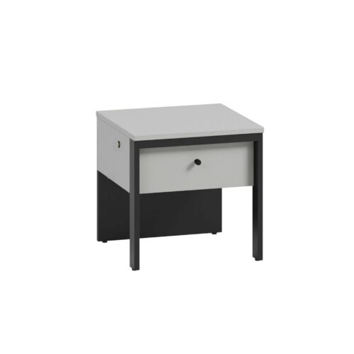GRIS GS-05 naktinis staliukas | LED apšvietimas | pilka + juoda