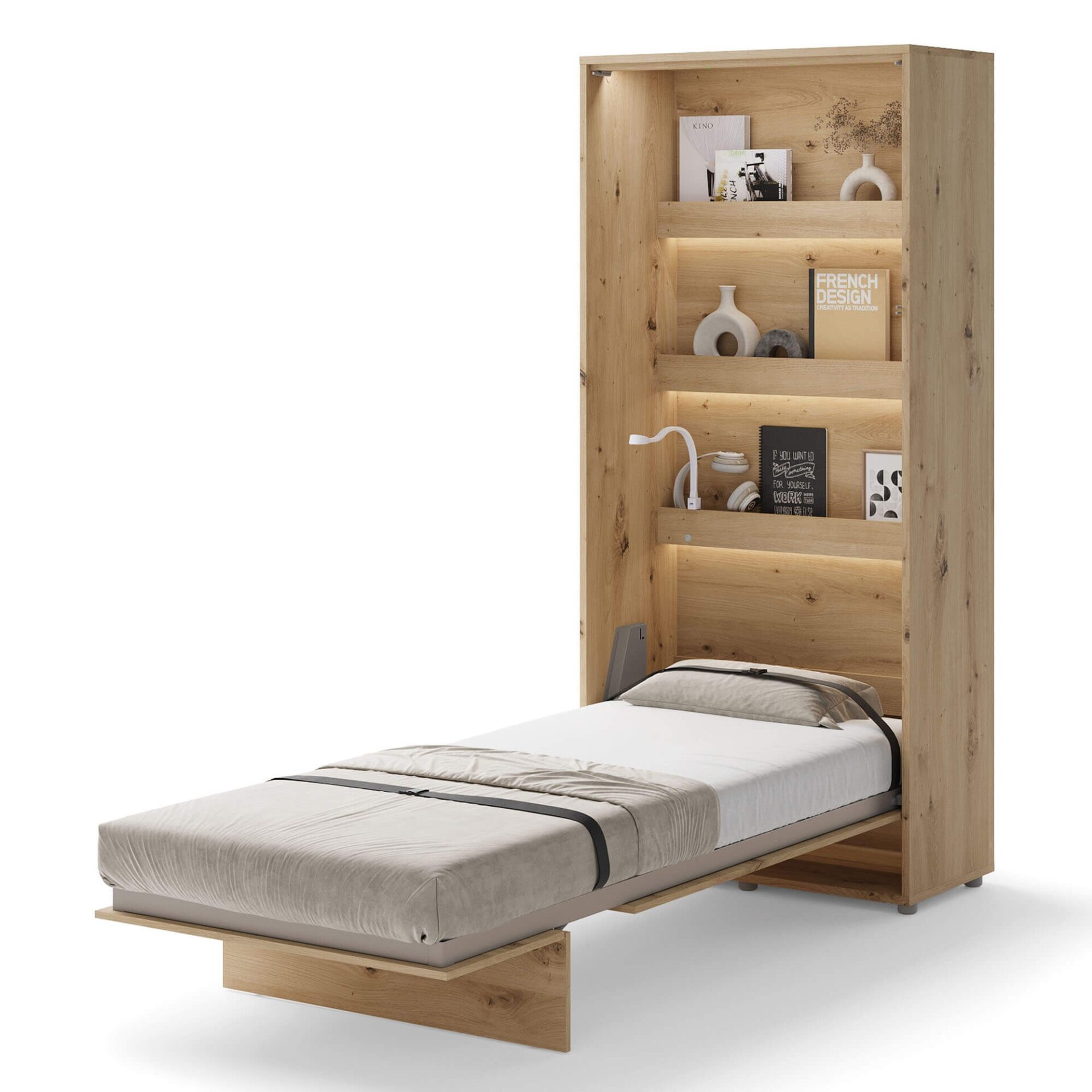 Lovos koncepcija BC-03 - vertikali sieninė lova 90 - ąžuolo imitacija - Paveikslėlis 2