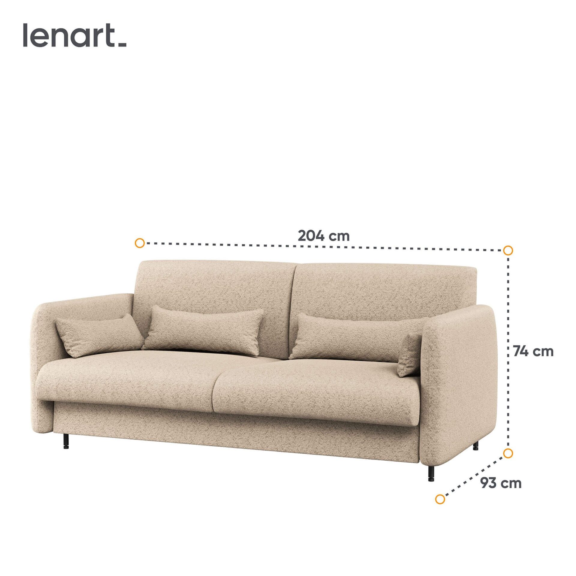 LOVOS KONCEPCIJA BC-35 - Sofa 180, skirta BC-13 - buklė smėlio spalvos/baltas priekis — изображение 3