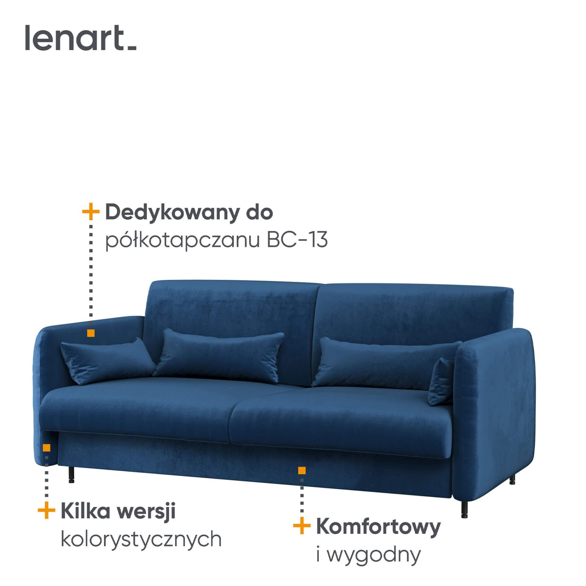 Lovos koncepcija BC-35 - Sofa 180, skirta BC-13 - tamsiai mėlyna/kašmyro priekis — изображение 4