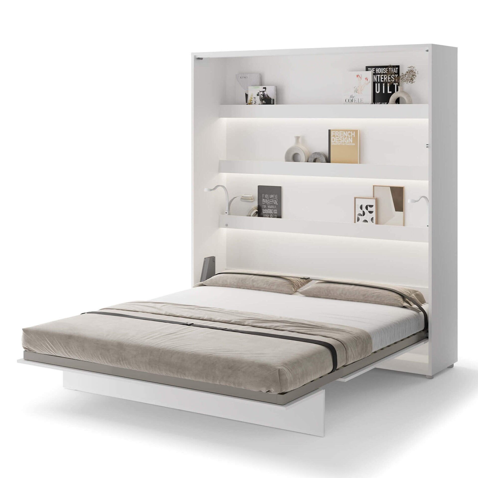 Lovos koncepcija BC-13p - vertikali sieninė lova 180 - balta blizgi - Paveikslėlis 2