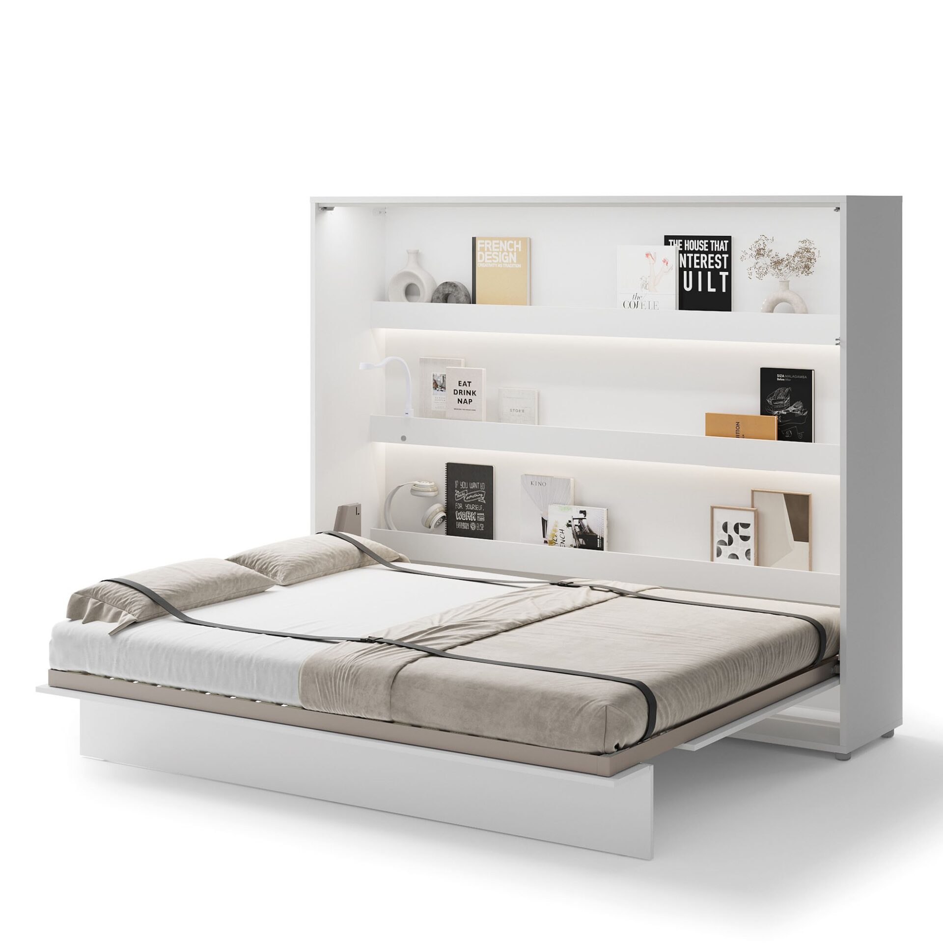 Lovos koncepcija BC-14p - horizontali sieninė lova 160 - balta blizgi - Paveikslėlis 2