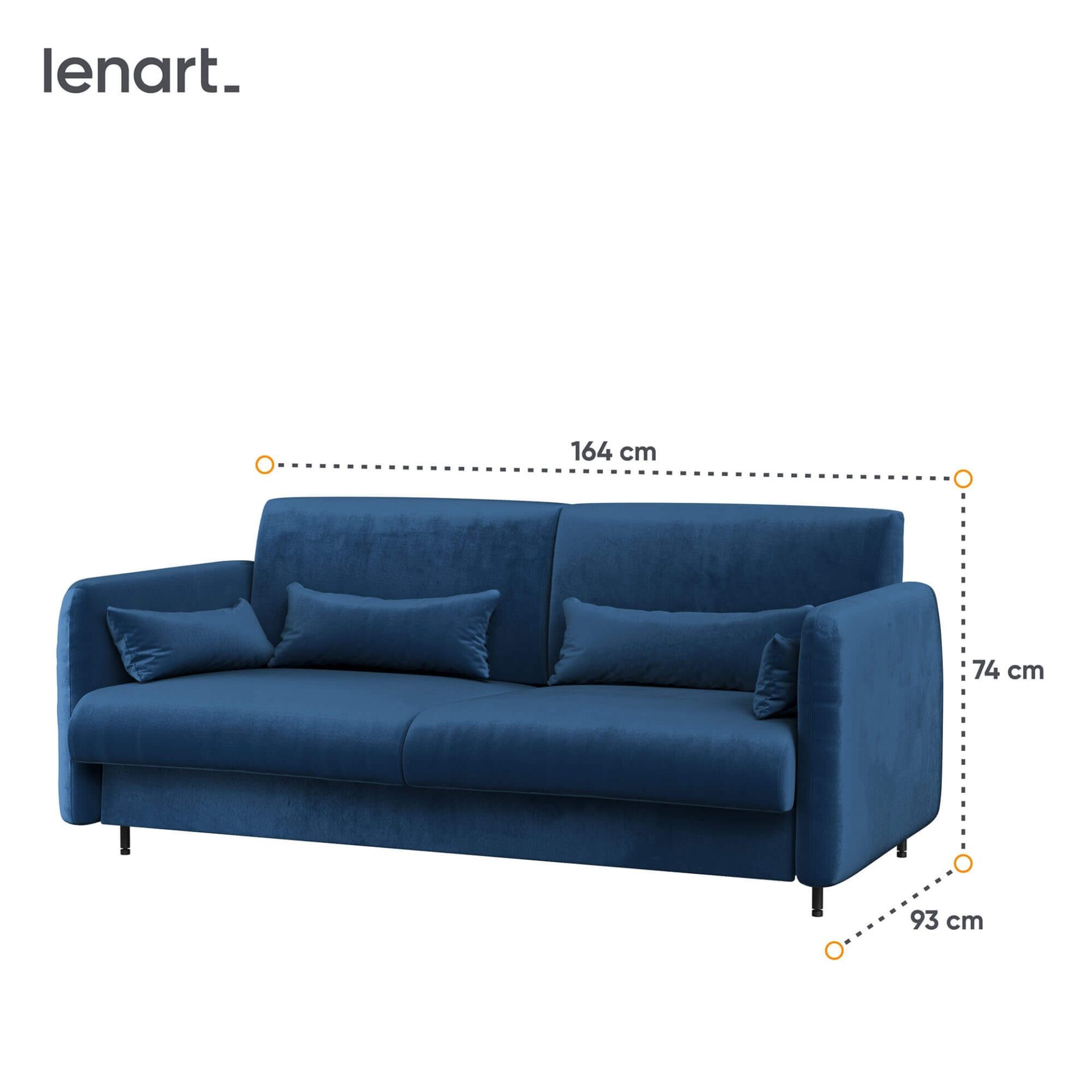 Lovos koncepcija BC-18 - Sofa 140, skirta BC-01 - tamsiai mėlyna SOLO 263 / baltas blizgus priekis - Paveikslėlis 2