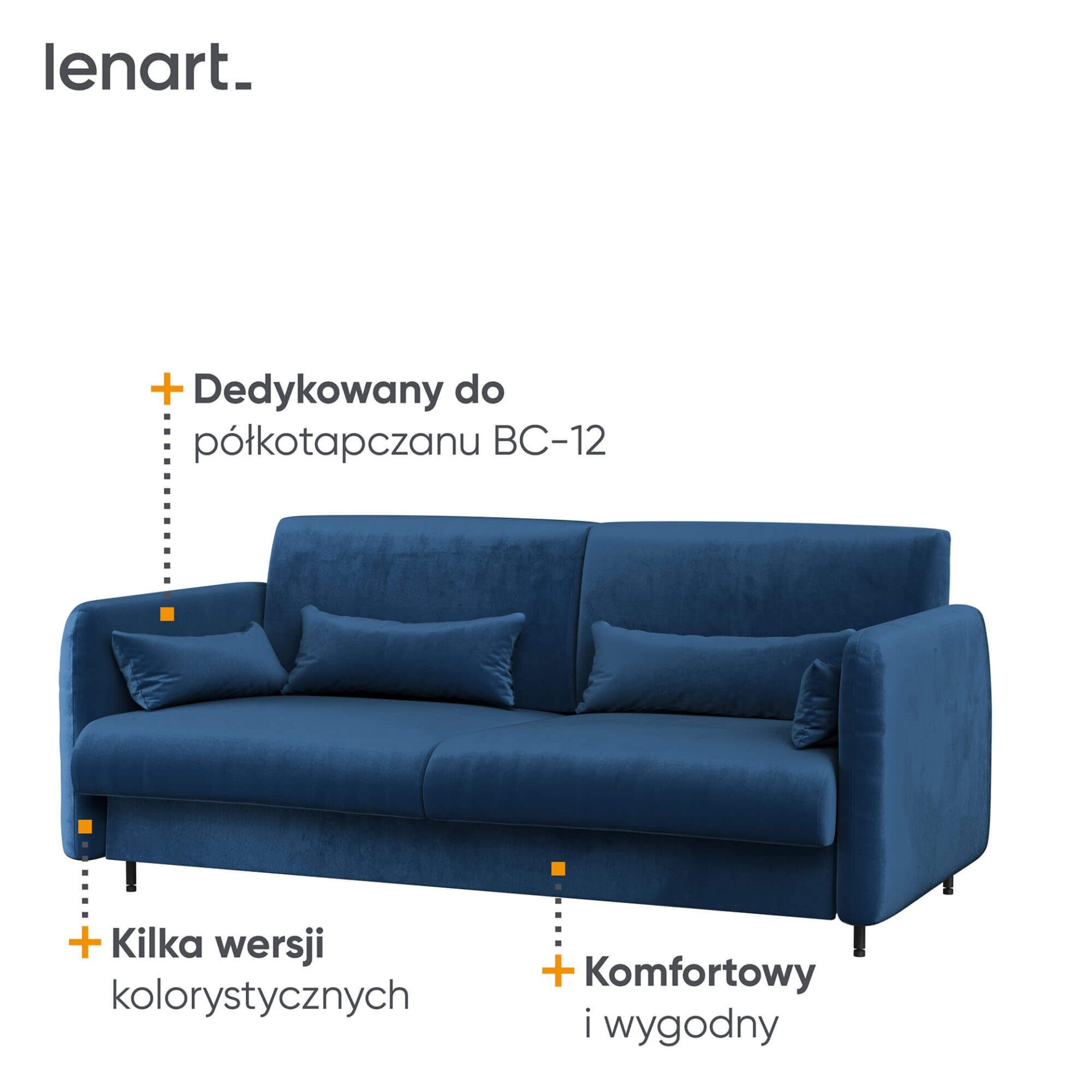 Lovos koncepcija BC-19 - Sofa 160, skirta BC-12 - tamsiai mėlyna SOLO 263 / pilkas priekis — изображение 2