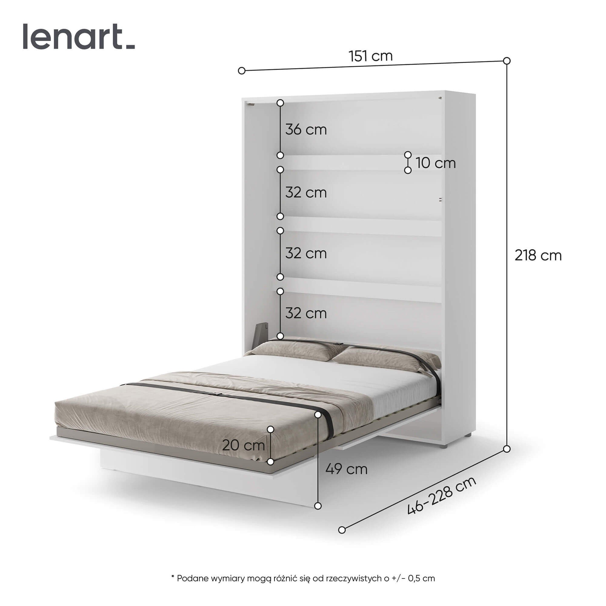 Lovos koncepcija BC-01 - vertikali prie sienos montuojama lova 140 - balta — изображение 2