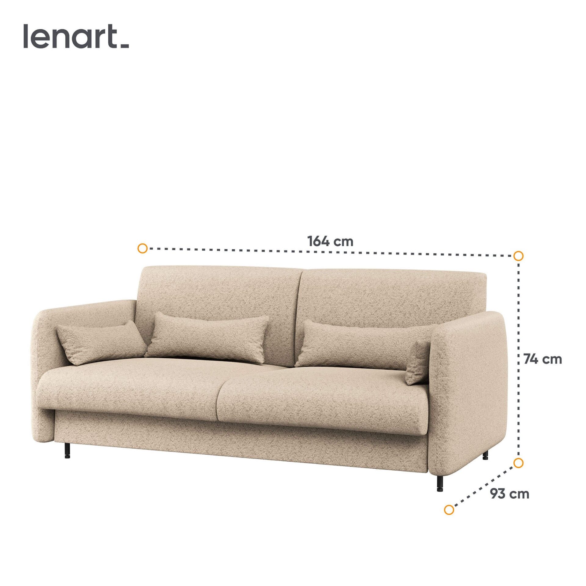 LOVOS KONCEPCIJA BC-18 - Sofa 140, skirta BC-01 - buklė smėlio spalvos PIU 03 / pilkas priekis - Paveikslėlis 3