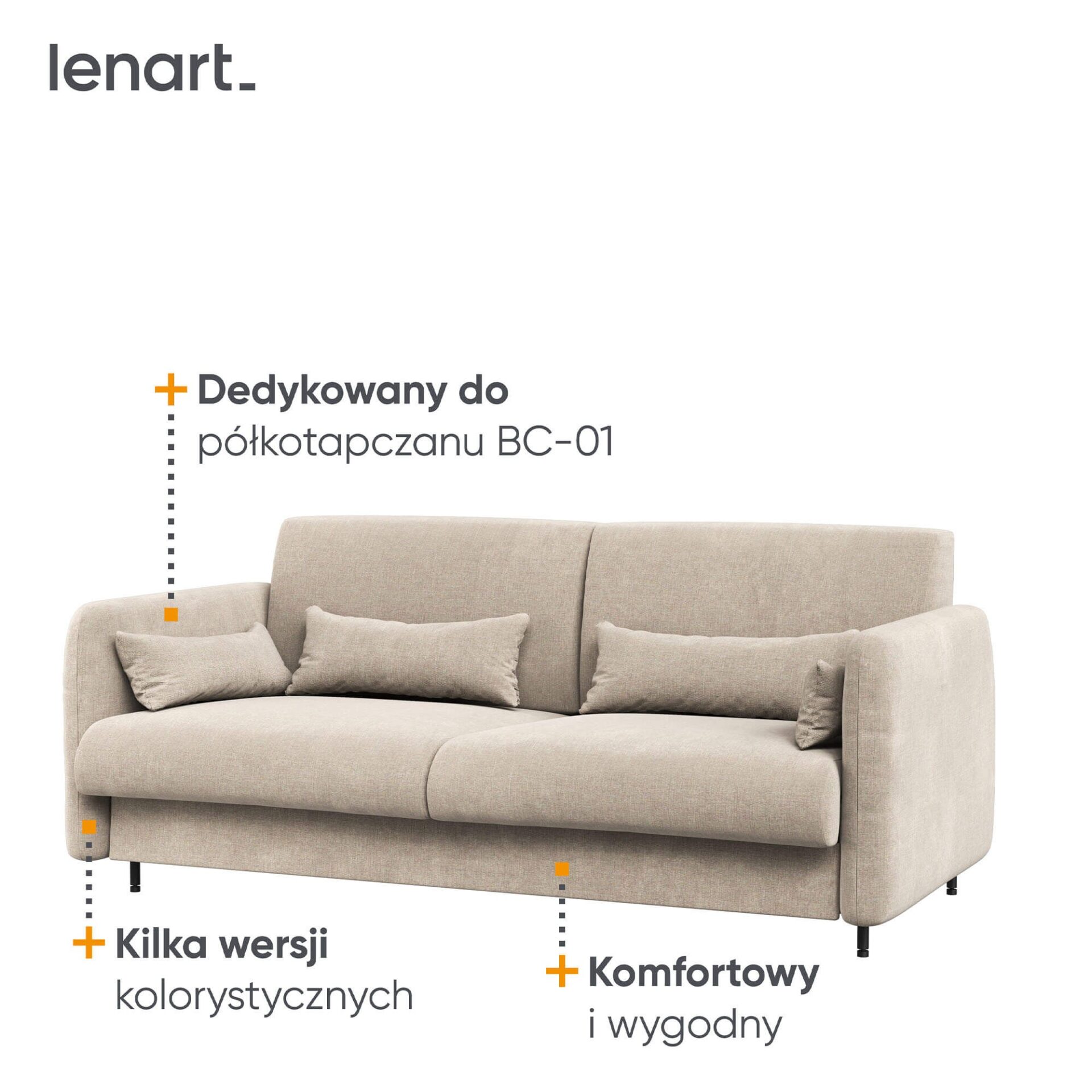 LOVOS KONCEPCIJA BC-18 - Sofa 140, skirta BC-01 - smėlio spalvos ART 82610 / pilkas priekis — изображение 3