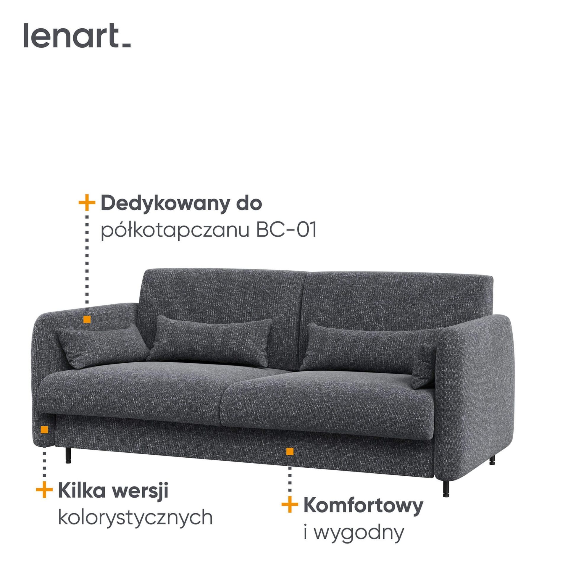 LOVOS KONCEPCIJA BC-18 - Sofa 140, skirta BC-01 - grafito spalvos ART 82630 / pilkas priekis — изображение 3