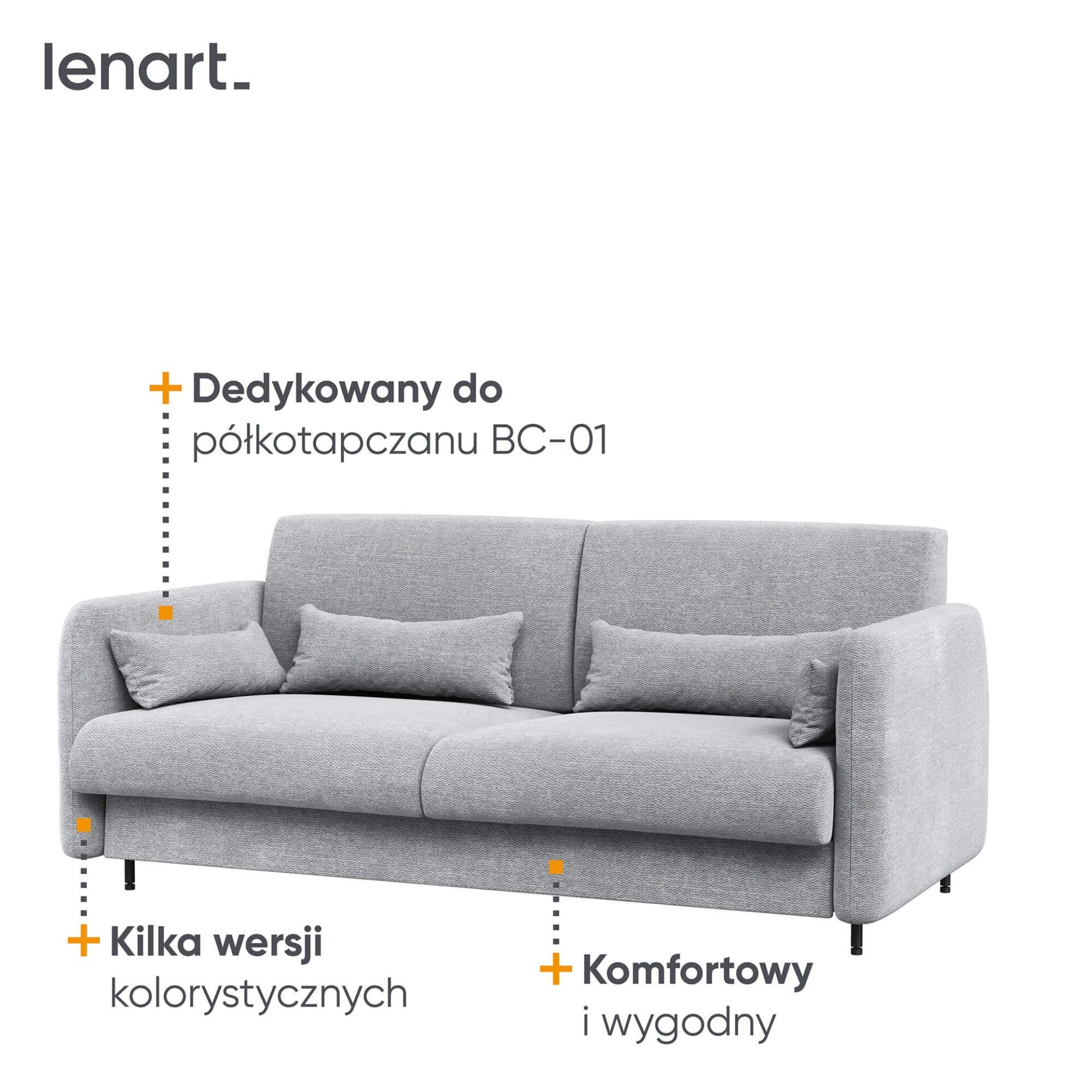 LOVOS KONCEPCIJA BC-18 - Sofa 140, skirta BC-01 - pilka ART 82626 / pilkas priekis — изображение 3