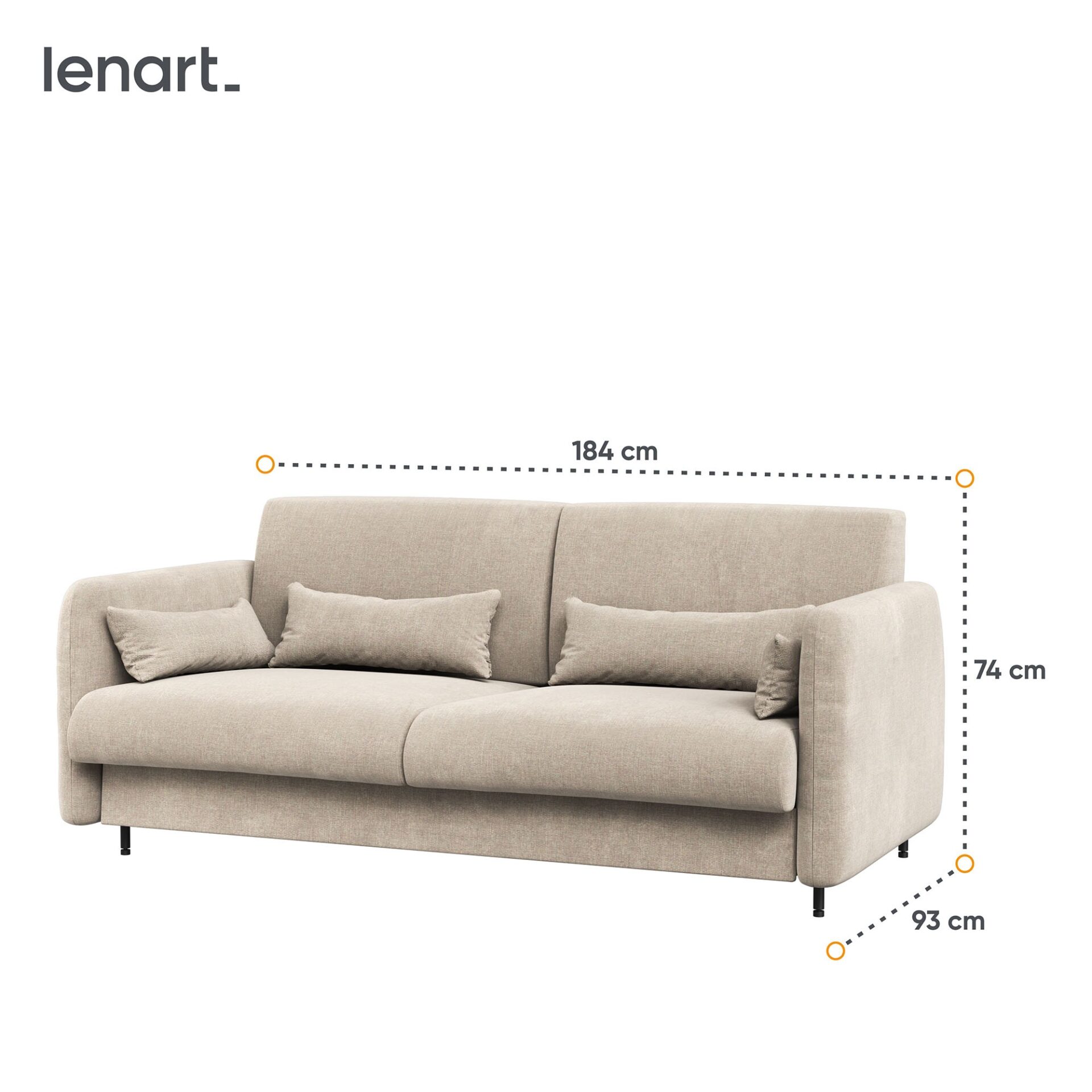 LOVOS KONCEPCIJA BC-19 - Sofa 160, skirta BC-12 - smėlio spalvos ART 82610 / meniško ąžuolo priekis - Paveikslėlis 3