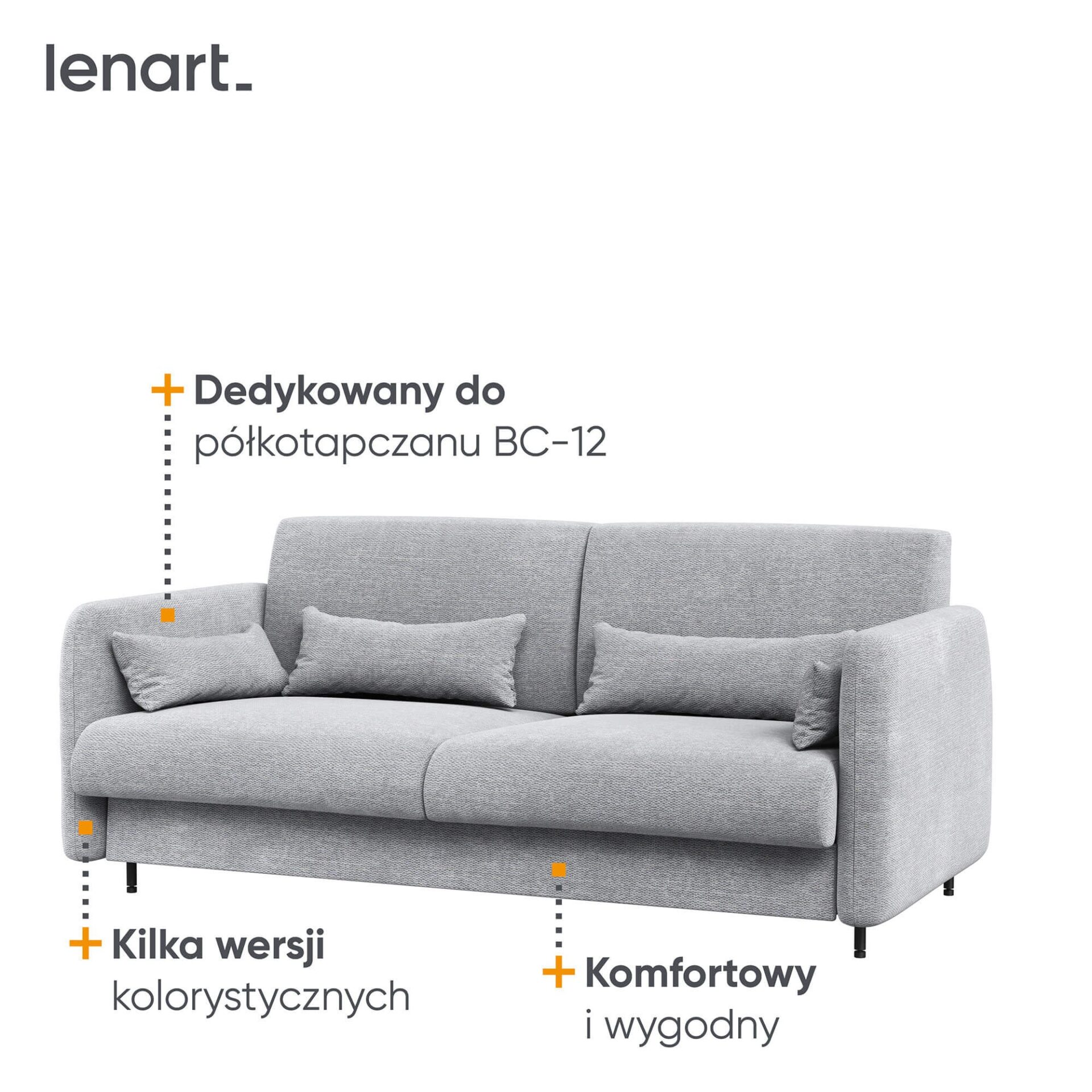 LOVOS KONCEPCIJA BC-19 - Sofa 160, skirta BC-12 - pilka ART 82626 / baltas blizgus priekis — изображение 3