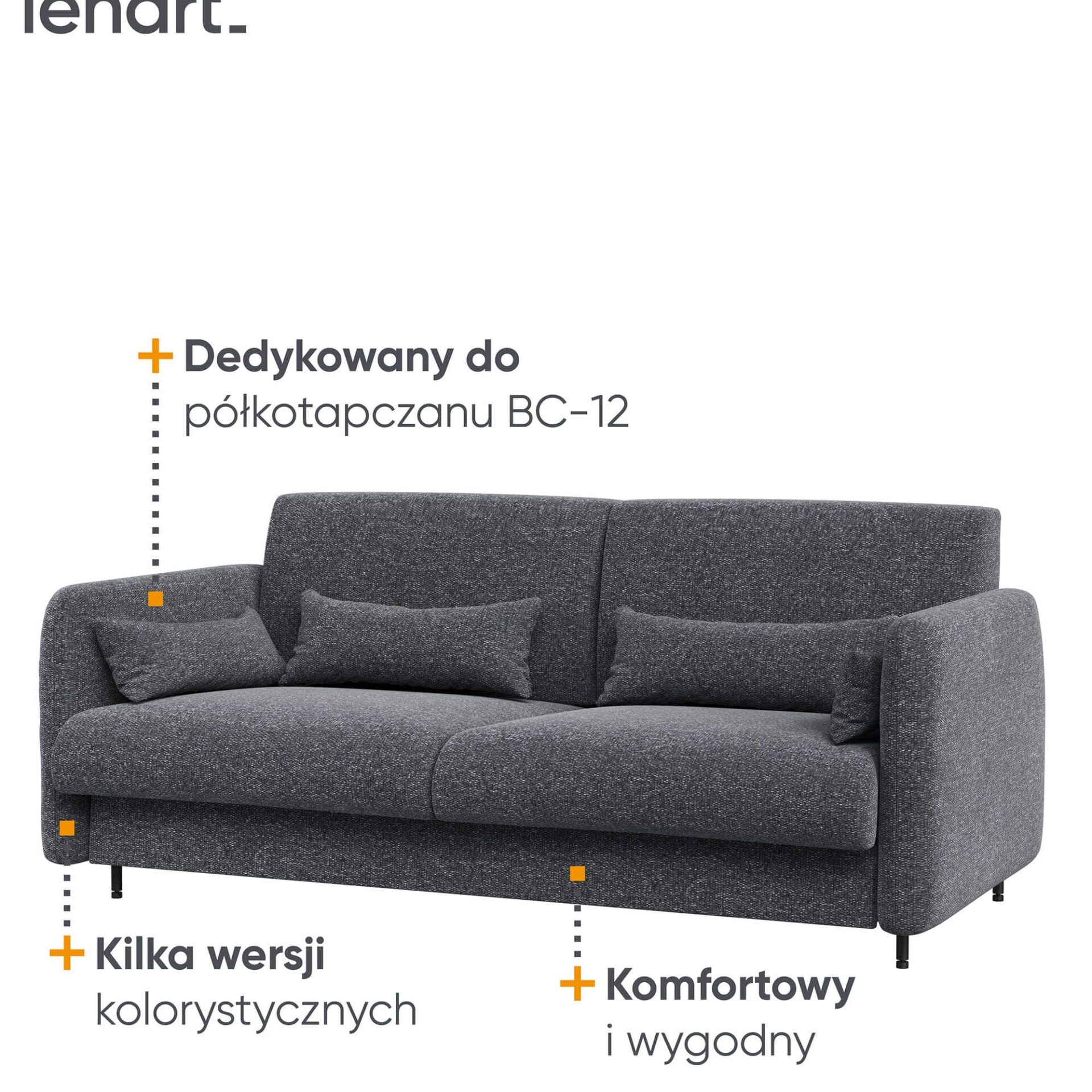 LOVOS KONCEPCIJA BC-19 - Sofa 160, skirta BC-12 - grafito spalvos ART 82630 / baltas blizgus priekis — изображение 4