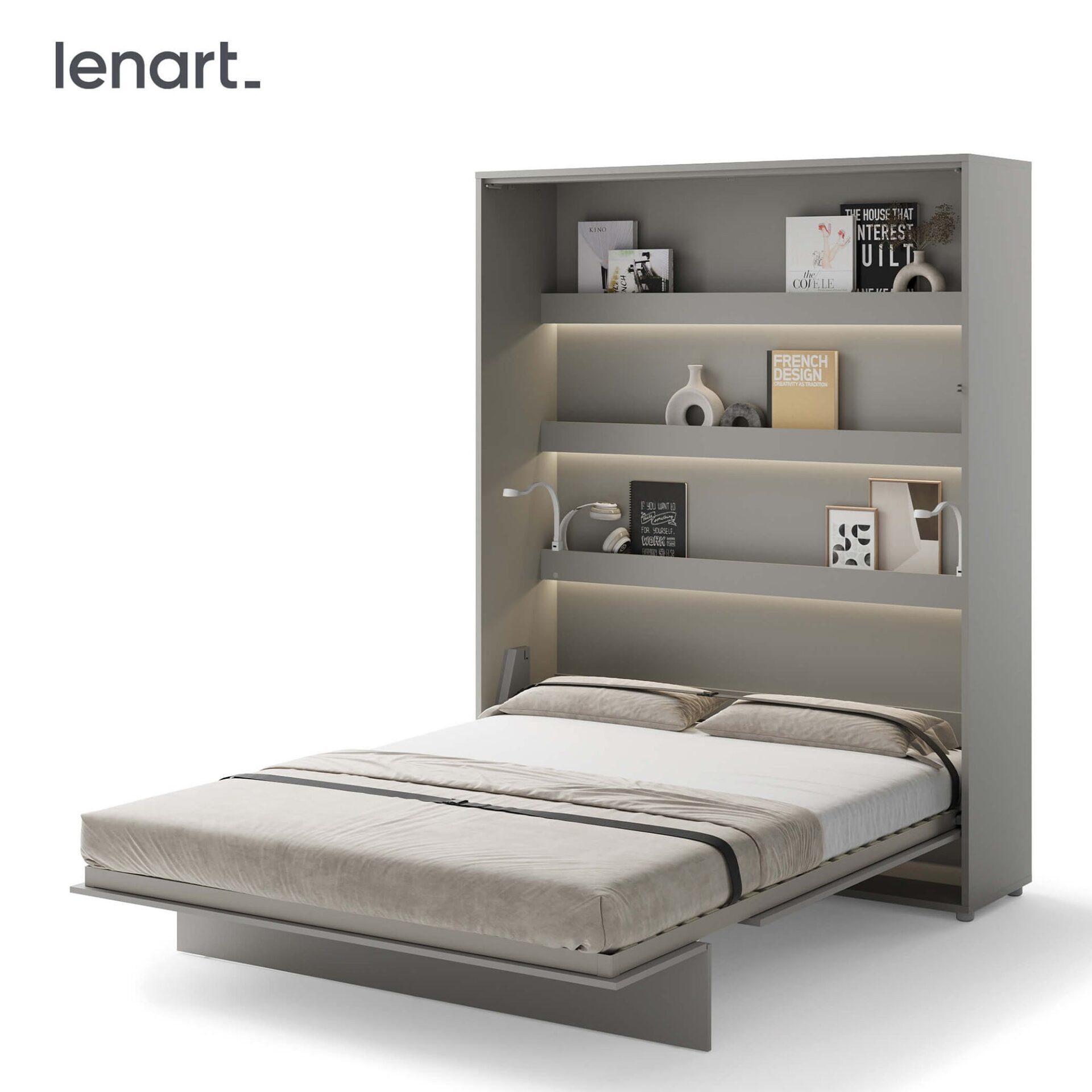 Lovos koncepcija BC-12 - vertikali sieninė lova 160 - pilka - Paveikslėlis 5