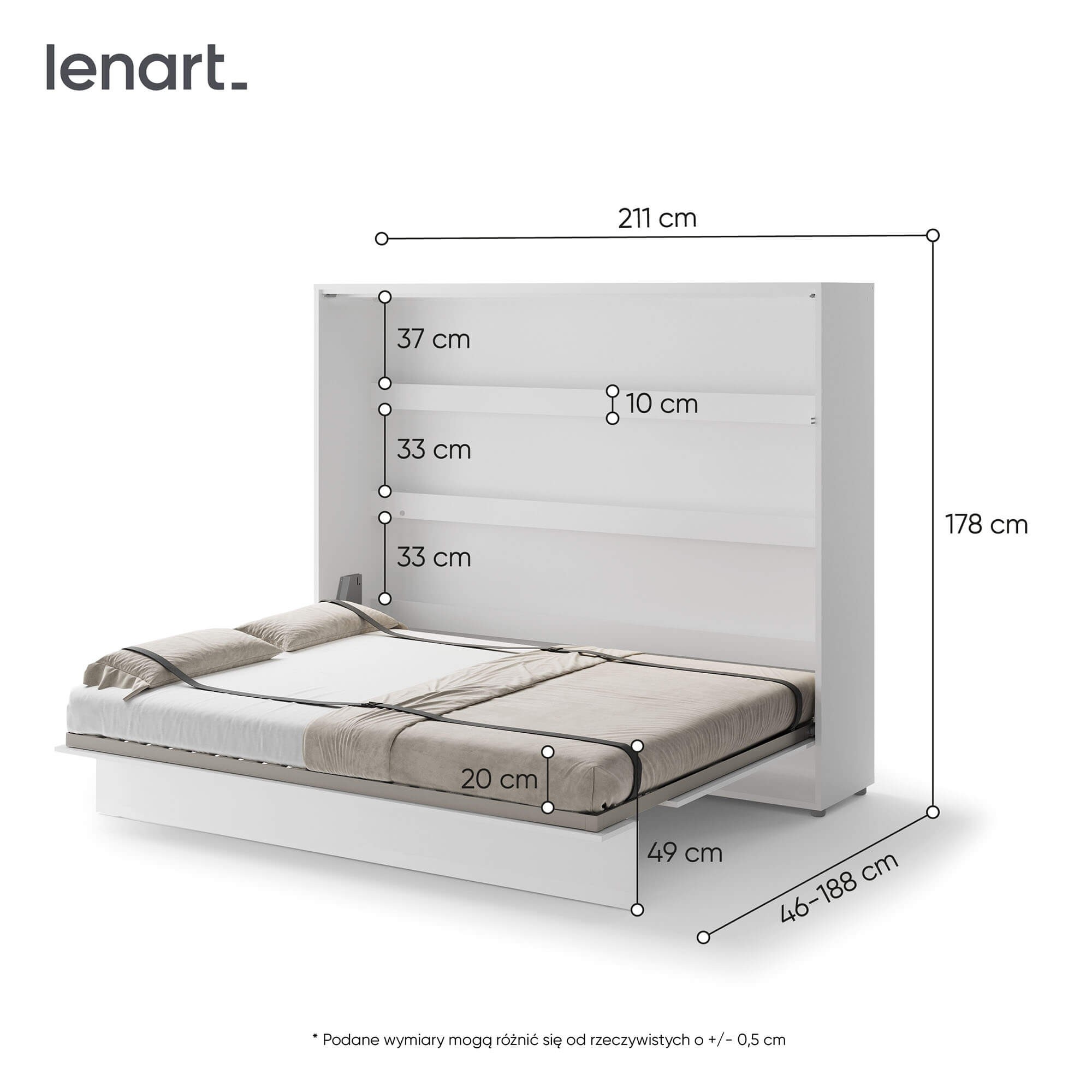 Lovos koncepcija BC-14 - horizontali prie sienos montuojama lova 160 - balta — изображение 5