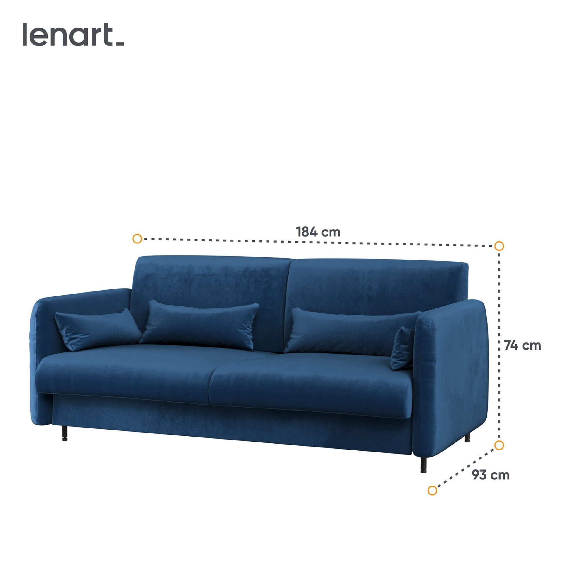 Lovos koncepcija BC-19 - Sofa 160, skirta BC-12 - tamsiai mėlyna SOLO 263 / baltas priekis — изображение 5