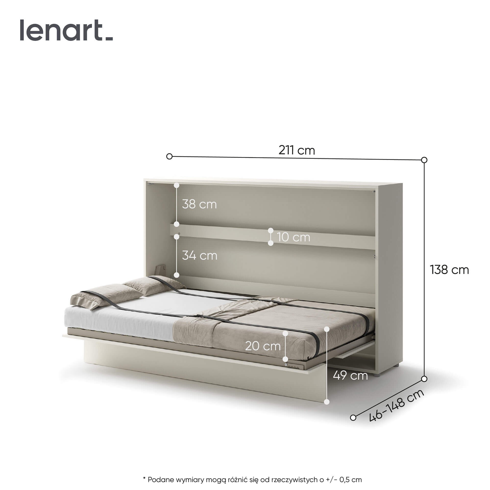 Lovos koncepcija BC-05 - horizontali sieninė lova 120 - kašmyro - Paveikslėlis 5