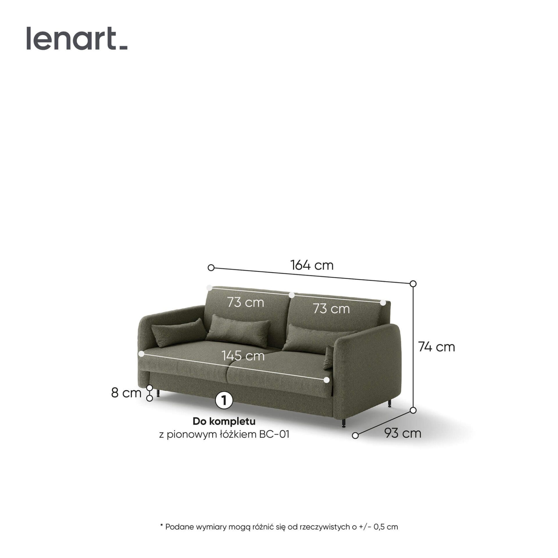Lovos koncepcija BC-18 - Sofa 140, skirta BC-01 - žalia/kašmyro fasadas — изображение 6