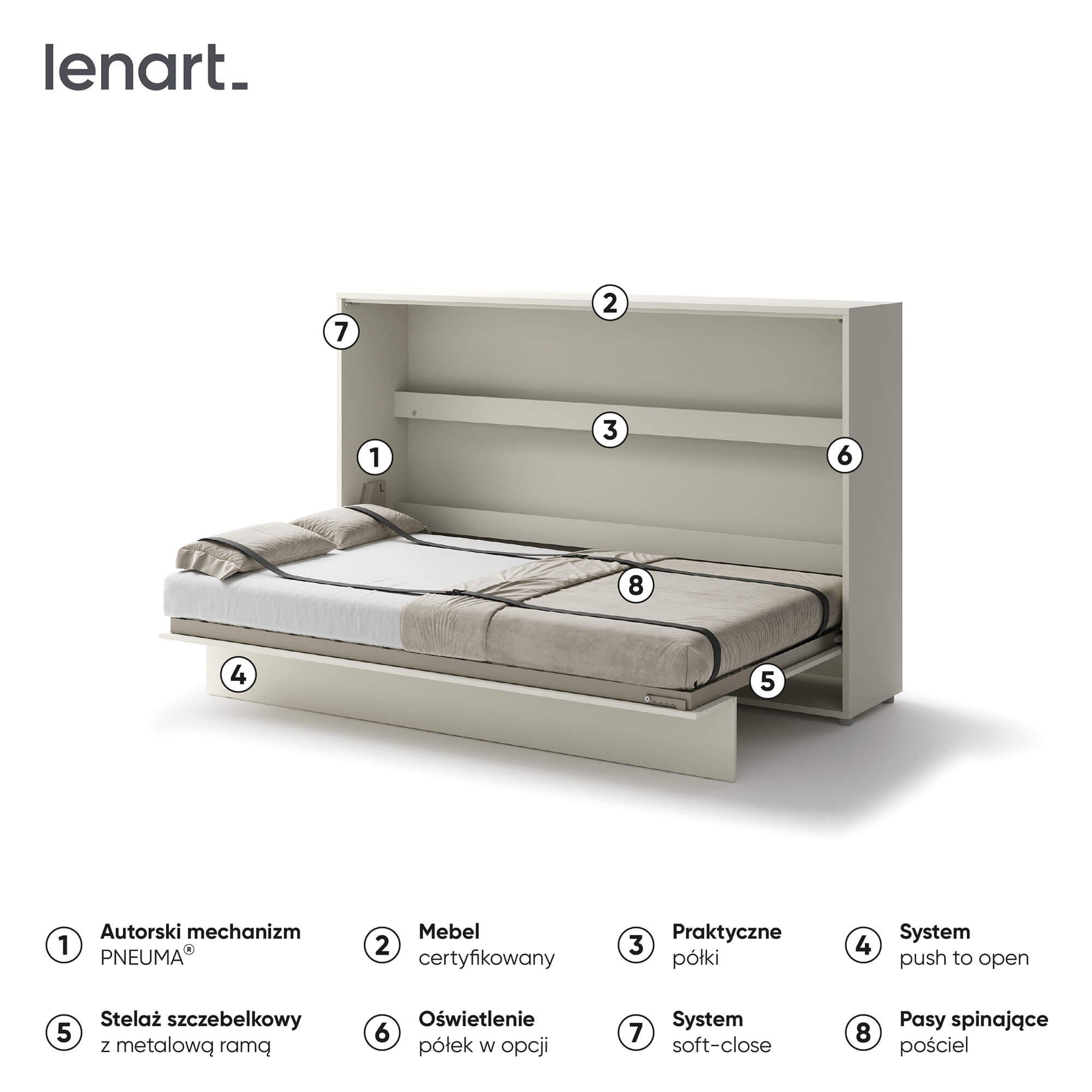 Lovos koncepcija BC-05 - horizontali sieninė lova 120 - kašmyro - Paveikslėlis 6