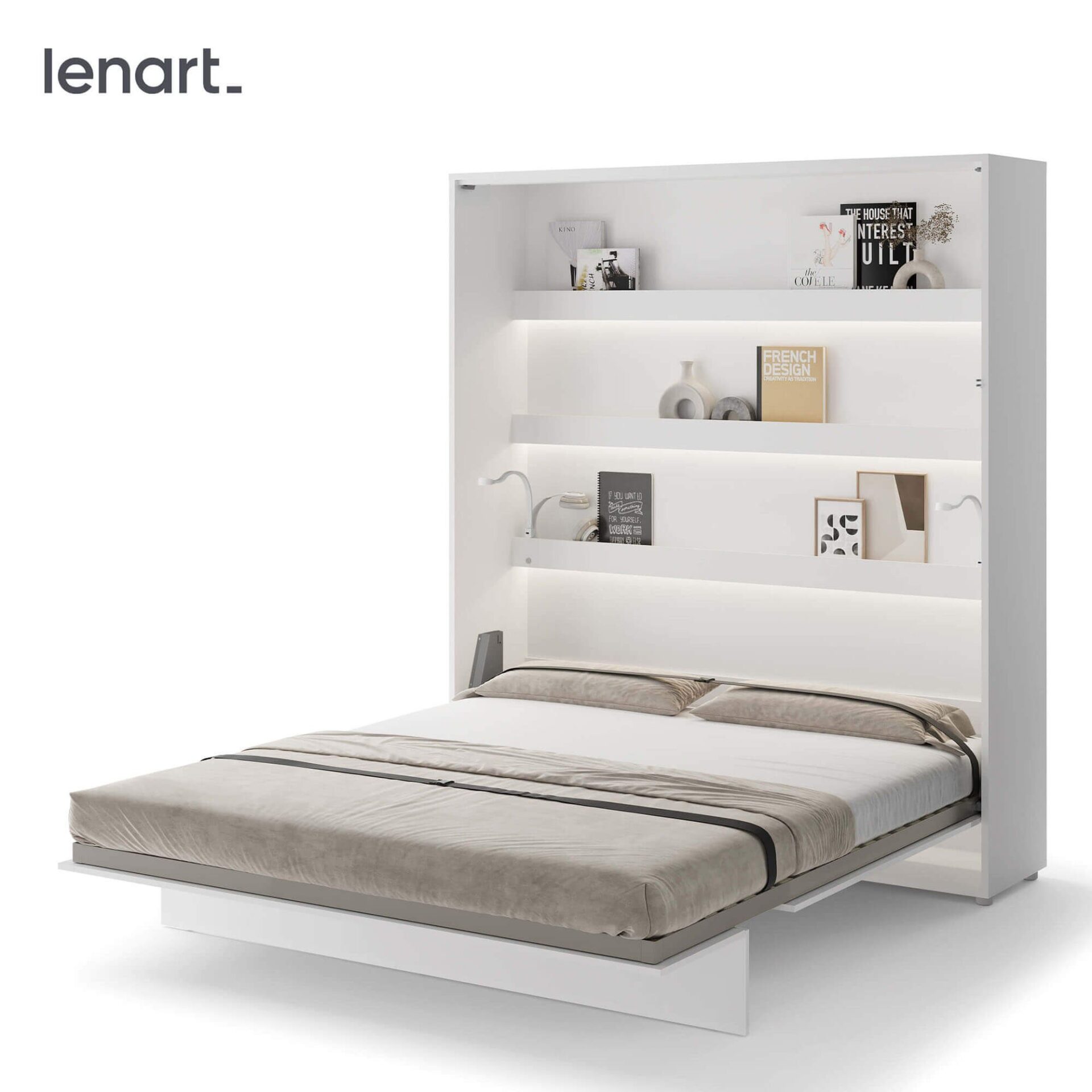 Lovos koncepcija BC-13p - vertikali sieninė lova 180 - balta blizgi - Paveikslėlis 7