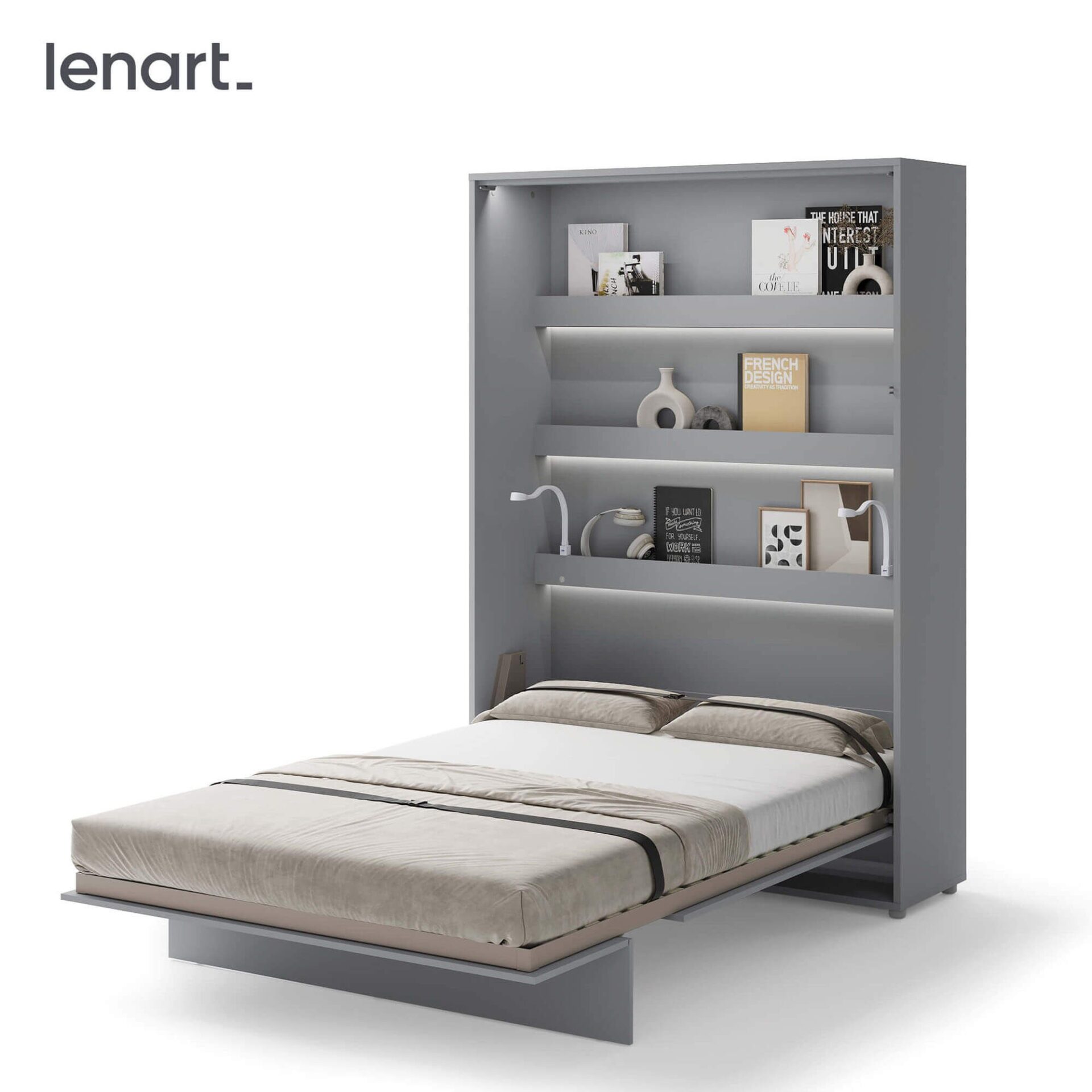 Lovos koncepcija BC-01 - vertikali prie sienos montuojama lova 140 - pilka — изображение 7