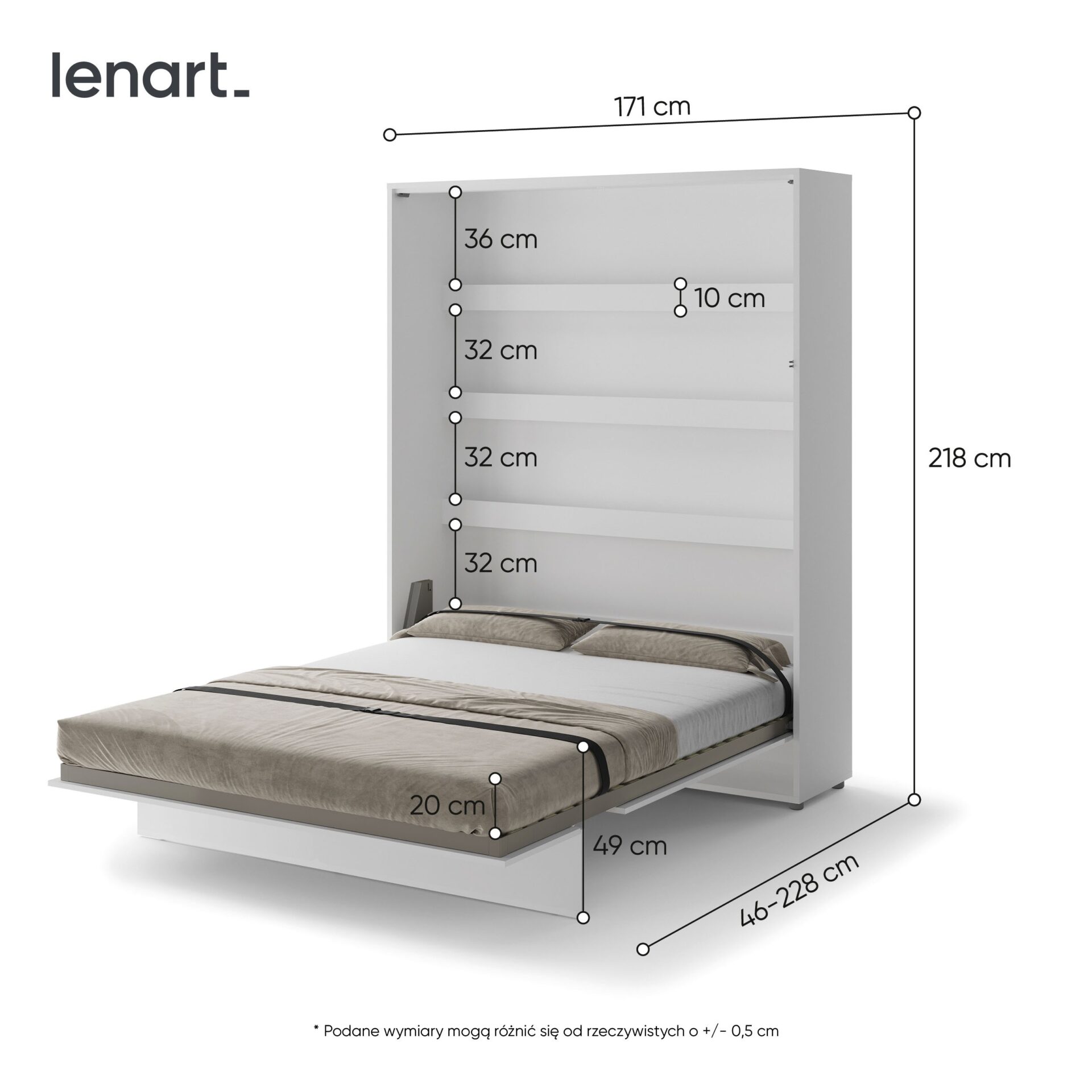 Lovos koncepcija BC-12p - vertikali sieninė lova 160 - balta blizgi — изображение 6