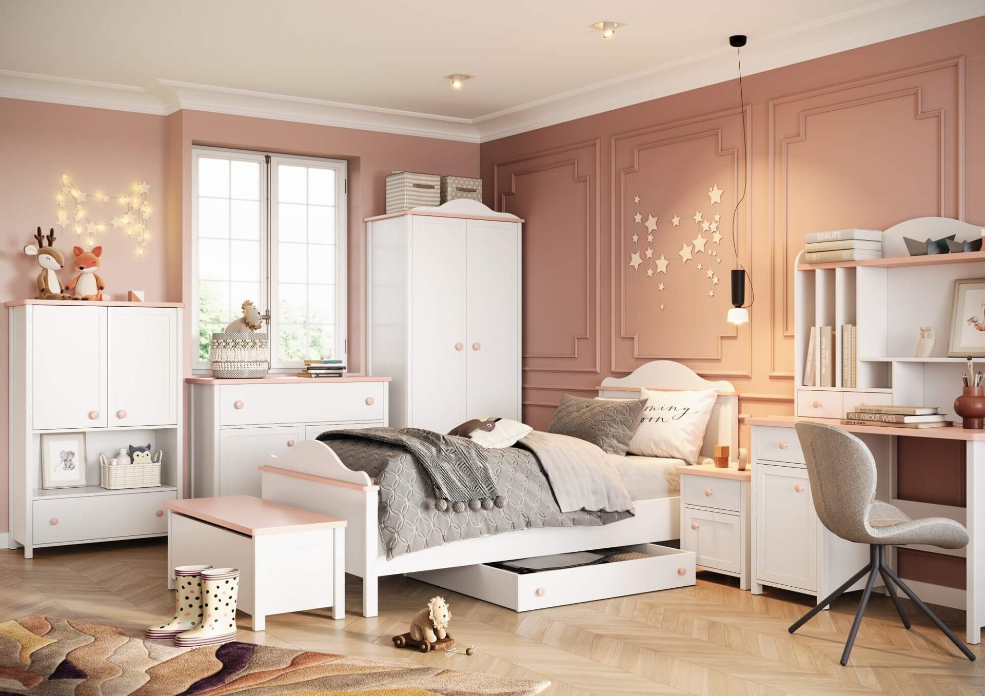 LUNA LN-05 komoda balta/rožinė - Paveikslėlis 6