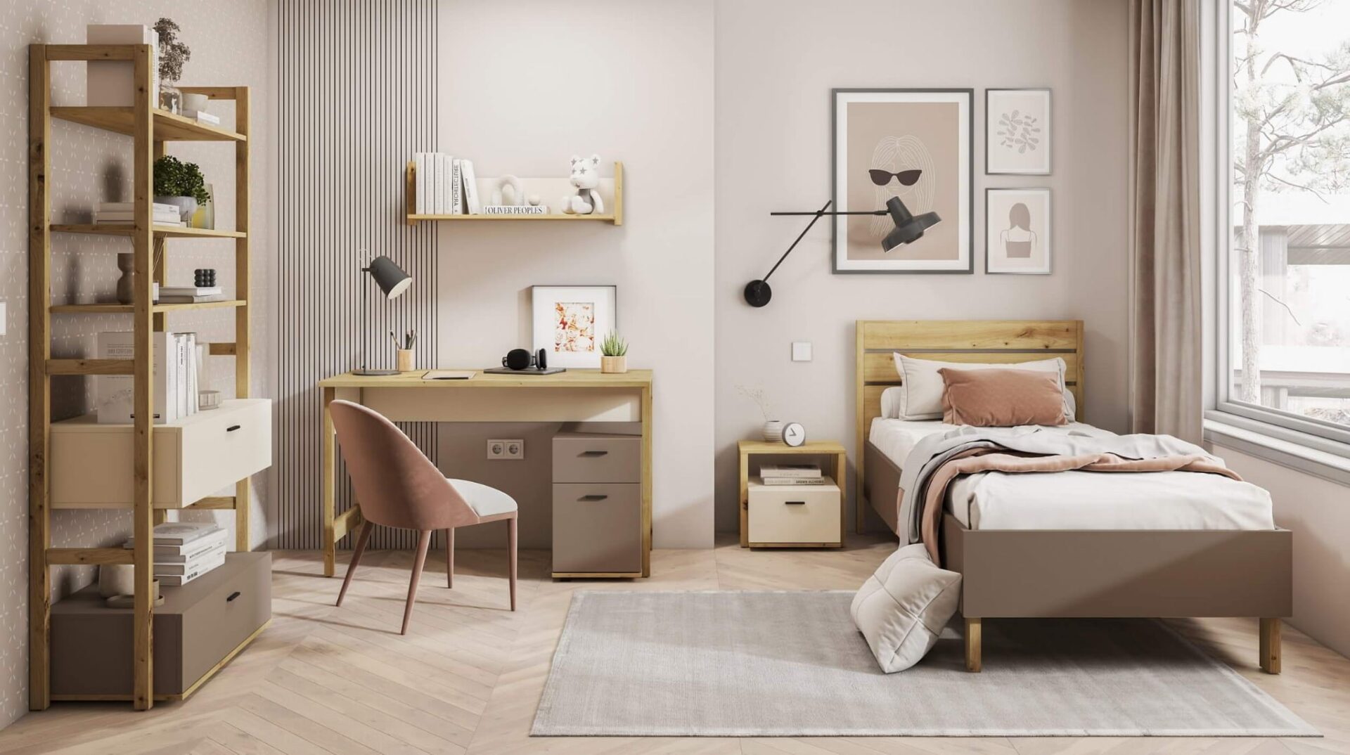 LENNY LY-01 jaunimo spinta | Artisan ąžuolas + smėlio spalva + triufeliai — изображение 6