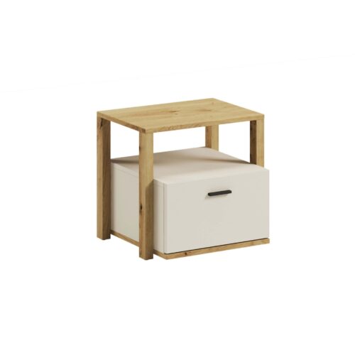 LENNY LY-07 naktinis staliukas | Artisan ąžuolas + smėlio spalva + triufeliai