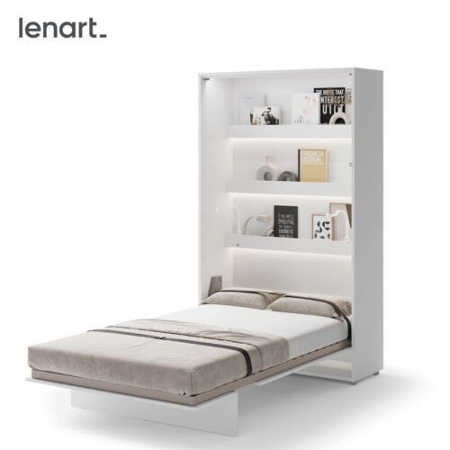 Lovos koncepcija BC-02 – vertikali prie sienos montuojama lova 120 – balta