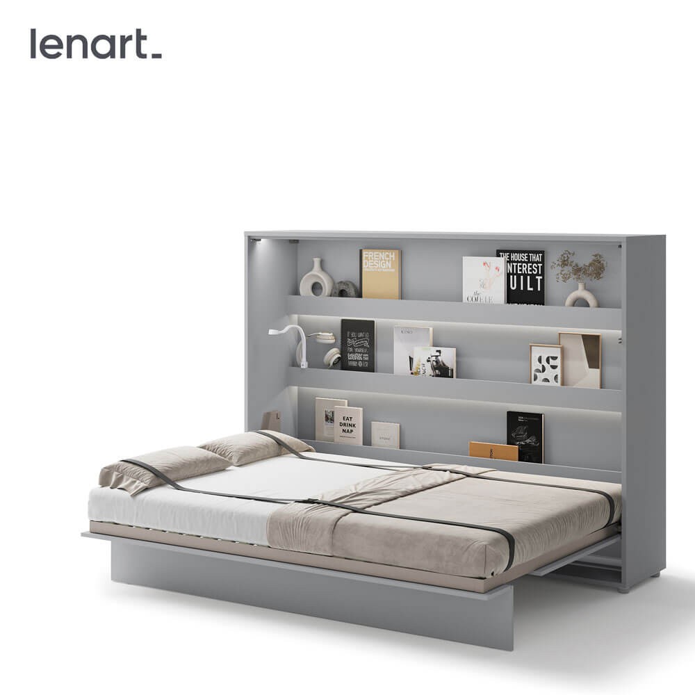 Lovos koncepcija BC-04 - horizontali prie sienos montuojama lova 140 - pilka