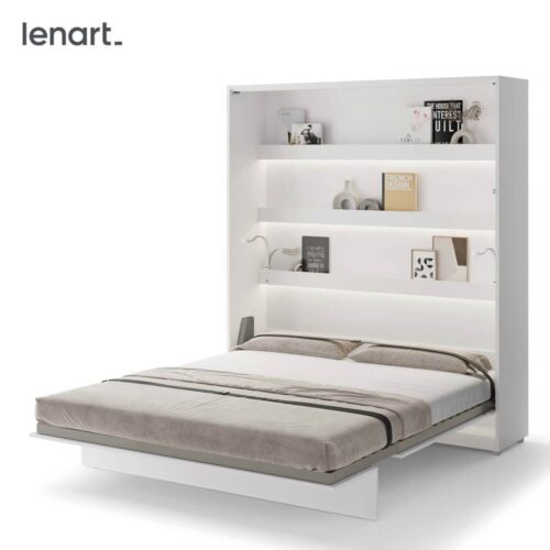 Lovos koncepcija BC-13 – vertikali prie sienos montuojama lova 180 – balta