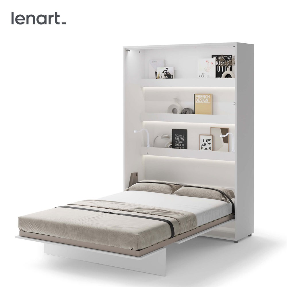 Lovos koncepcija BC-01p - vertikali sieninė lova 140 - balta blizgi