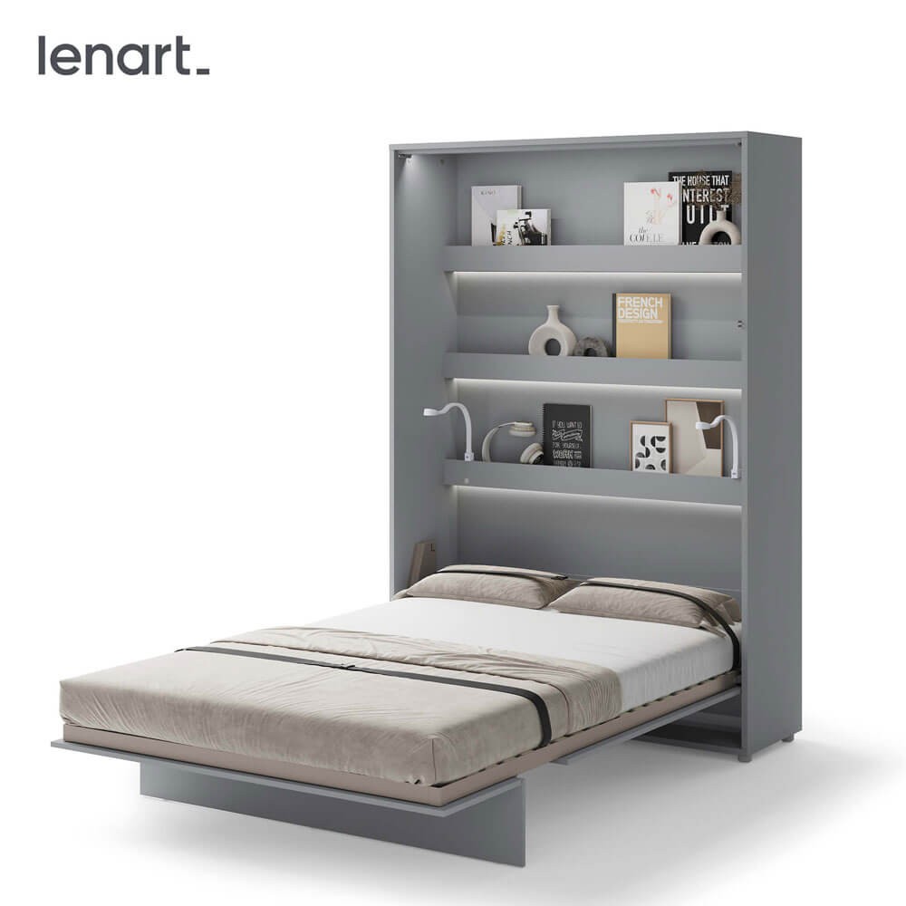 Lovos koncepcija BC-01 - vertikali prie sienos montuojama lova 140 - pilka