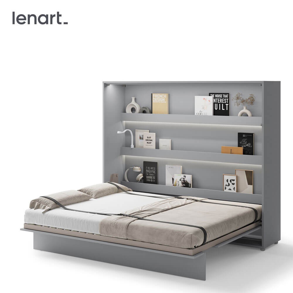 Lovos koncepcija BC-14 - horizontali prie sienos montuojama lova 160 - pilka