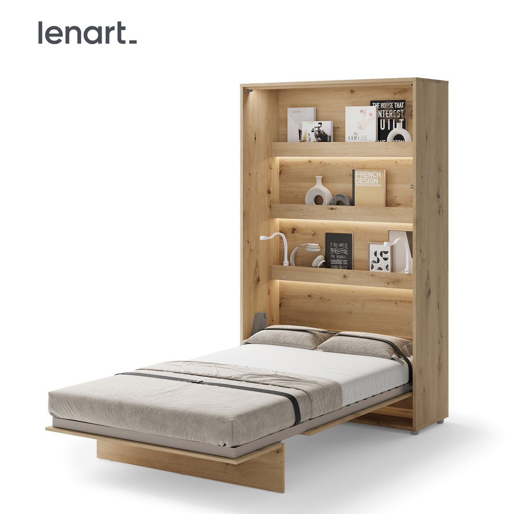Lenart BED CONCEPT BC-02 vertikali sieninė lova 120 cm, ąžuolo imitacija