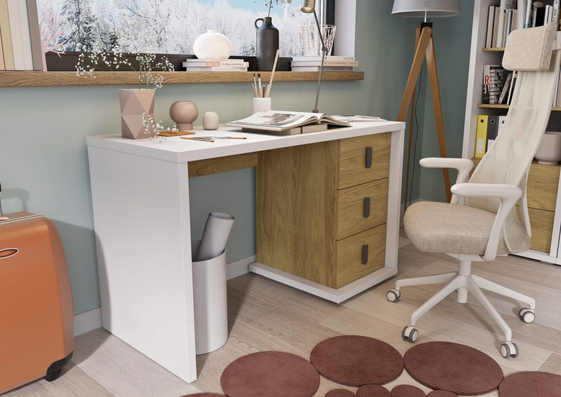 SIMI MS-01 spinta balta / natūrali hikorija — изображение 6