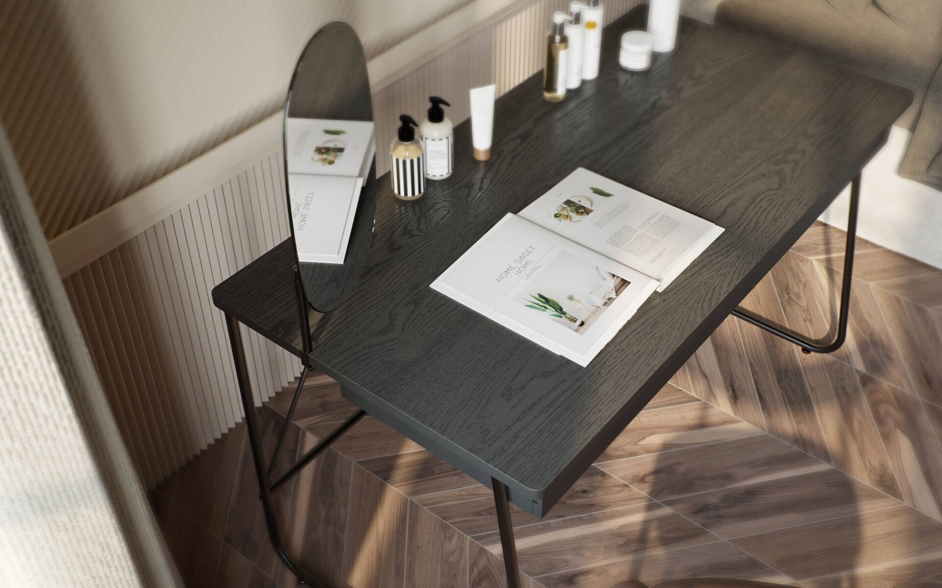 MATCH MU-01 ovalus veidrodis | Juoda rankena | MATCH stalo elementas — изображение 2