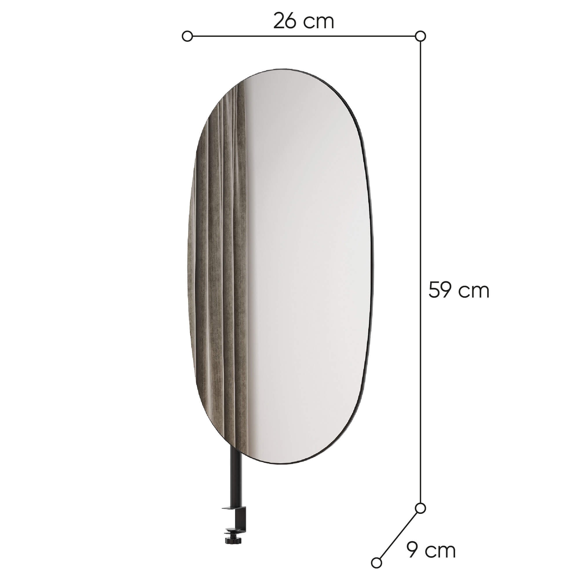 MATCH MU-01 ovalus veidrodis | Juoda rankena | MATCH stalo elementas — изображение 5