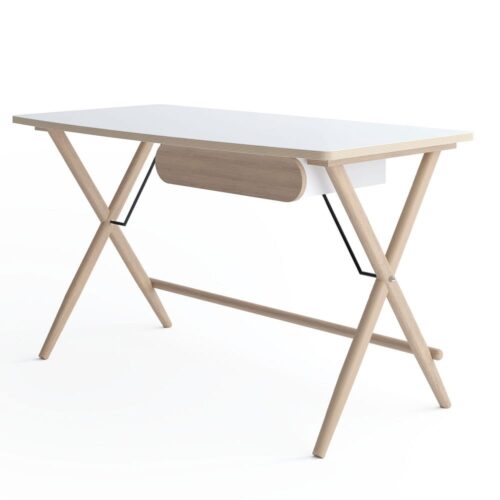 MATCH MW-01 rašomasis stalas | Balta, šviesaus ąžuolo
