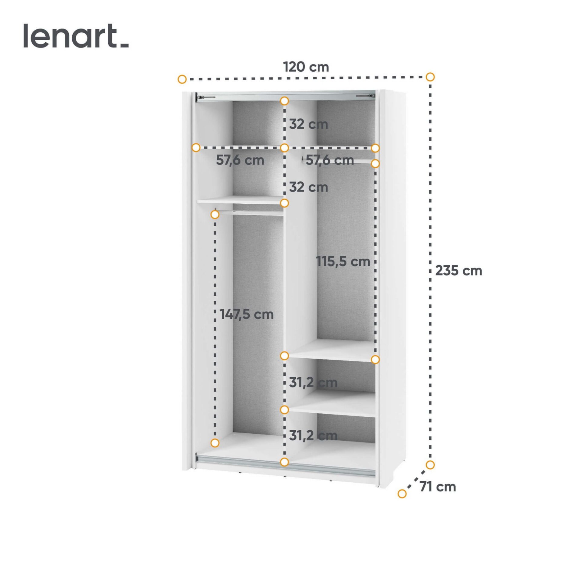Stumdoma spinta su veidrodžiu MAXI MX-01 | 120 | Balta - Paveikslėlis 7