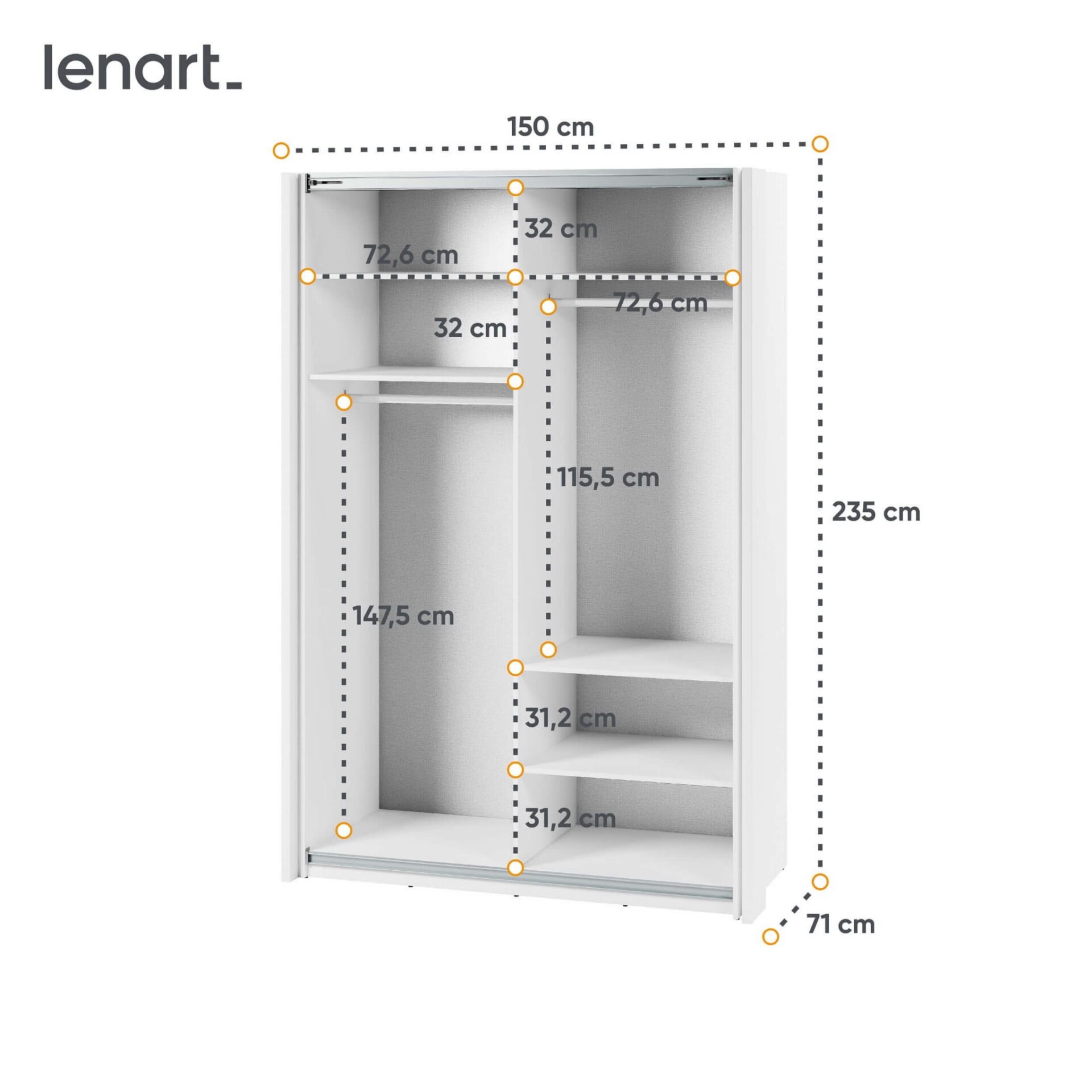 Stumdoma spinta su veidrodžiu MAXI MX-02 | 150 | Balta - Paveikslėlis 7