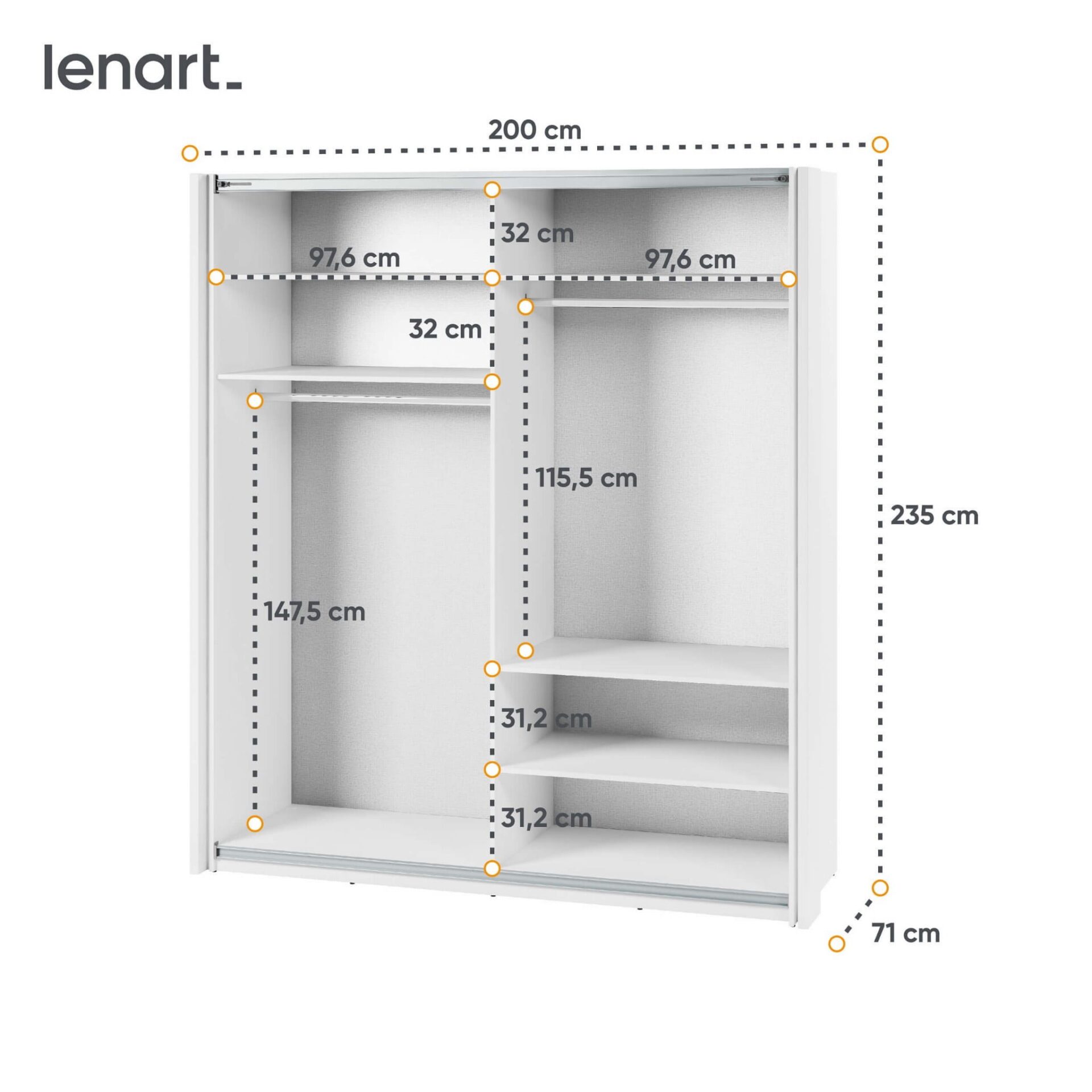 Stumdoma spinta su veidrodžiu MAXI MX-04 | 200 | Balta - Paveikslėlis 7