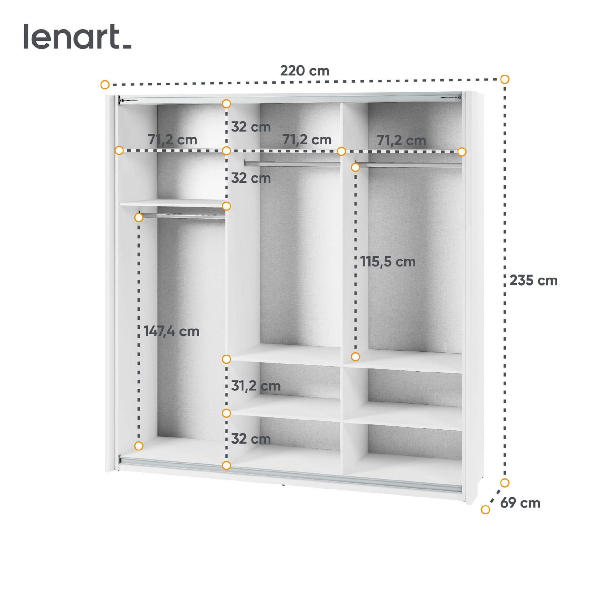 Stumdoma spinta su veidrodžiu MAXI MX-05 | 220 | Balta - Paveikslėlis 7
