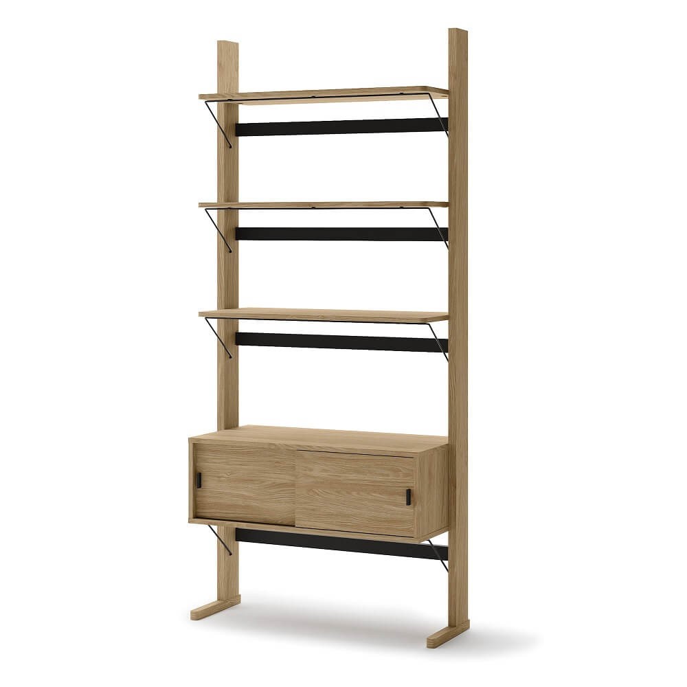 OLLIE OL-01 medinė lentyna | 88x193x40 | Alyvuotas ąžuolas, juoda