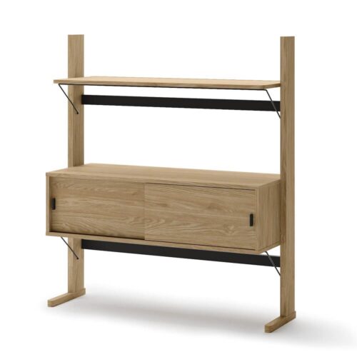 Žema medinė lentyna OLLIE OL-03 | 108x121x40 | Alyvuotas ąžuolas, juoda