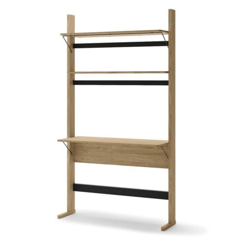 OLLIE OL-04 Knygų lentyna/Rašomasis stalas | 108x193x40 | Alyvuotas ąžuolas, juoda